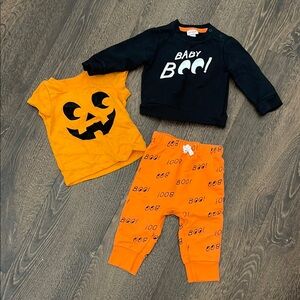 Baby Boo Halloween Clothing Set - Black and Orange Size 12 months